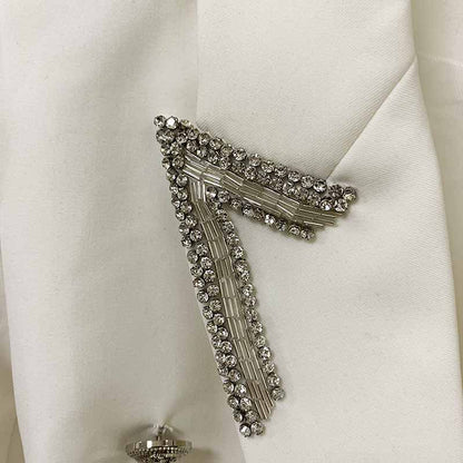 Womens Coat Double Breasted Lion Button Blazer with Metal Outwear