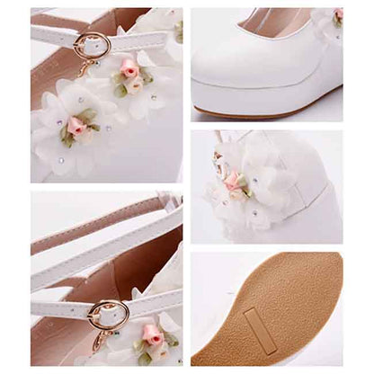 Women's Classy Platform Ankle Strap Almond Toe Bridal shoes