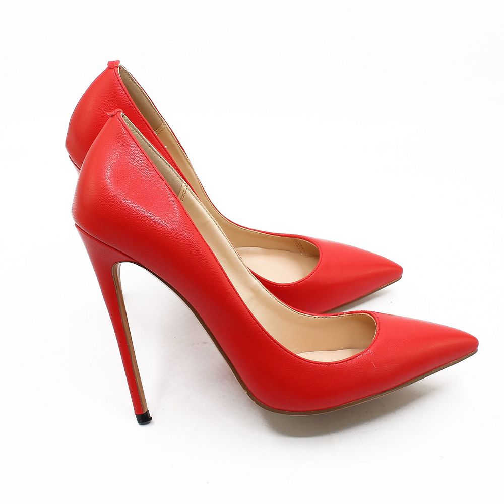 Elegant high heel shoes for weddings in red with a sleek pointed toe design and high stiletto heel