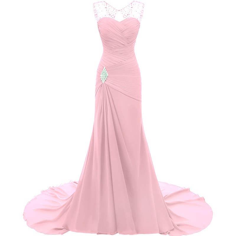 Elegant pink maxi dress with beaded neckline, perfect for evening long dresses for weddings
