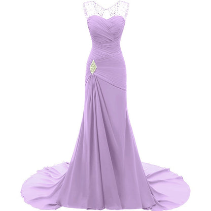 Elegant lilac maxi dress with bead-embellished straps, perfect for evening long dresses for weddings
