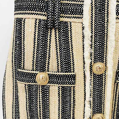 Women's Elegant Striped Dress Short Pencil Dress with Sleeves