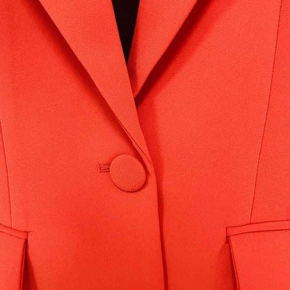 Women's Red Pantsuit Blazer+High Waisted Flare Pants Suit Wedding Pantsuit