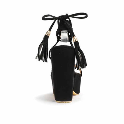 Women's Shoes Platform Heels Sandals Suede Lace Up Block Heels