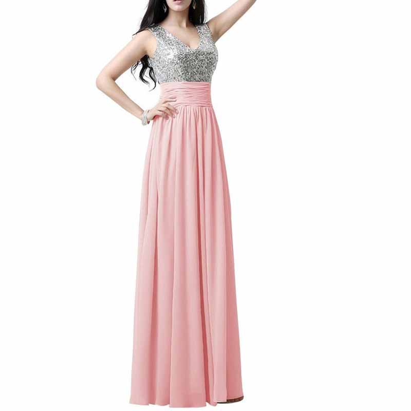 Sequin Top Bridesmaid Dress Chiffon Floor-Length Bridesmaid Dress100+colors