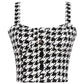 Women Bustier Crop Tops Checkered Push Up Corset Bra Cami Tank