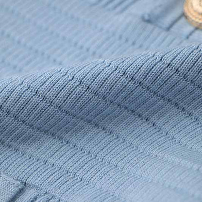 Women Button-up Knitted Minidress V Neck Mini ribbed-knit Dress