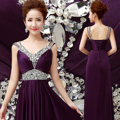 Women Beaded Event Dress Formal Long Wedding Bridesmaid Dress