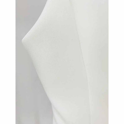 Womens White Sleeveless Button Collar Coat V Neck Button Down Top Jacket