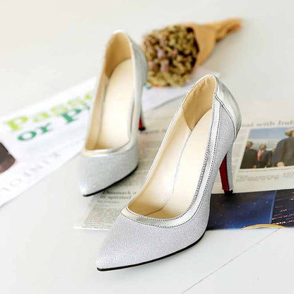 Pointed Toe Mid Heels Wedding Party Evening Dress Pumps for Women