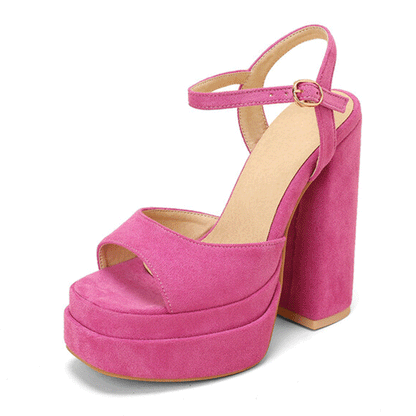 Women's Suede Sandals Platform Heels Dress Shoes Wedge Chunky Heels