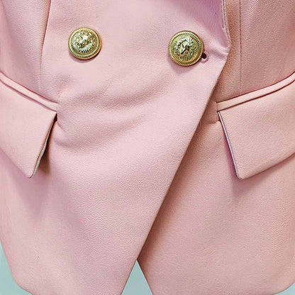 Women's Pink Blazer with Gold Buttons Fashion Coats