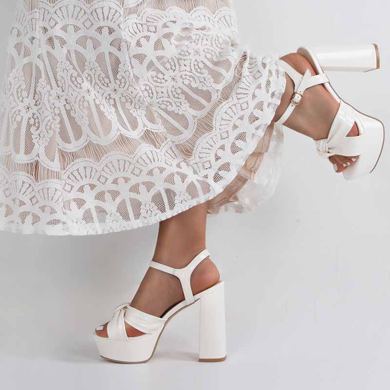 White Wedding Wedge Shoes Bridal Heels For A Summer Party