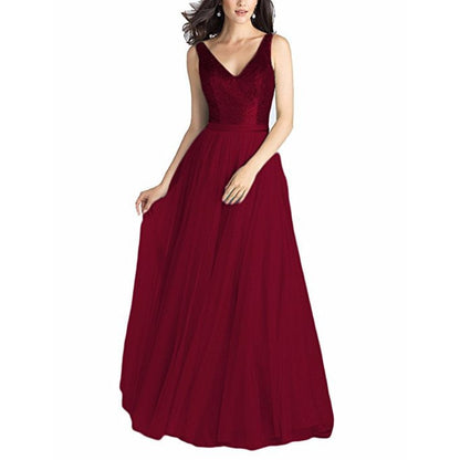 Sequin Evening Gowns V Neck Sleeveless Ball Prom Party Dress