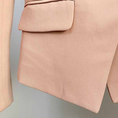 Women's Golden Lion Buttons Nude Pink Fitted Blazer Jacket