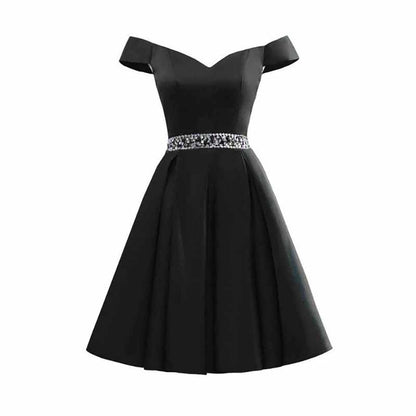 Satin Short Prom Dresses Mini Homecoming Dress Off Shoulder Gowns for Ladies