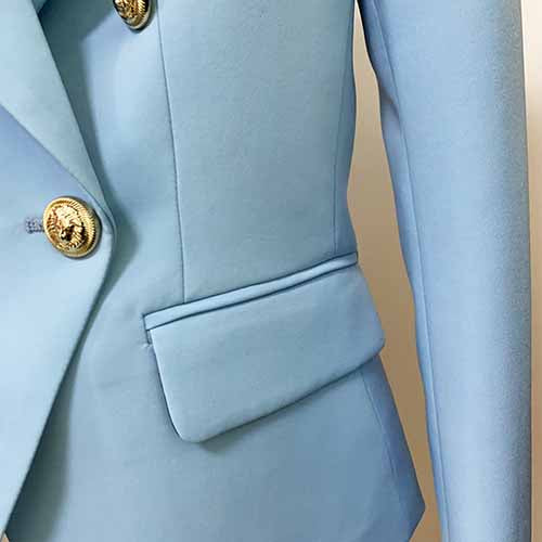 Women Coats Baby Blue Jacket Long Sleeves Blazer Breasted Coat