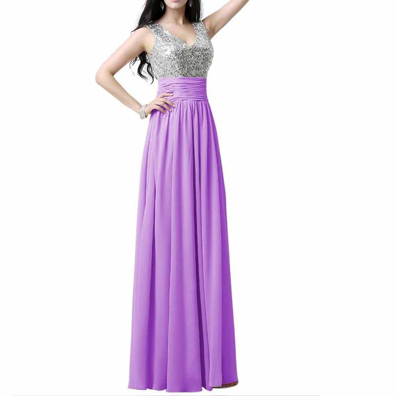 Sequin Top Bridesmaid Dress Chiffon Floor-Length Bridesmaid Dress100+colors