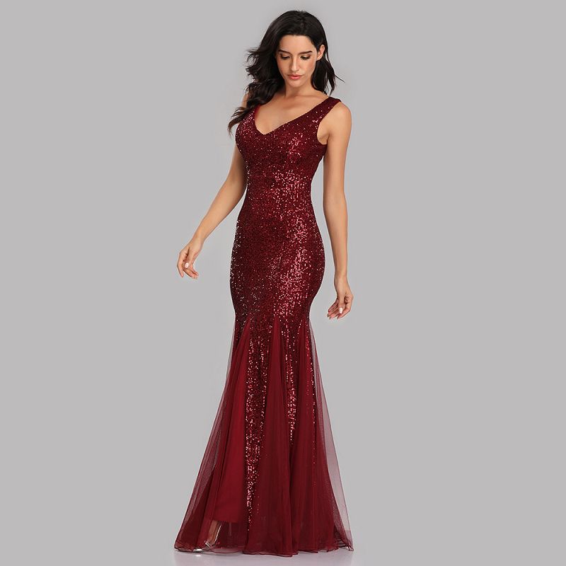 HOT ! Red Wine Sequin Dress Elegant Red Wine Evening Dress Prom Dresses Ladies Red Maxi Dress HOT ! Red Wine Sequin Dress Elegant Red Wine Evening Dress Prom Dresses Ladies Red Maxi Dress