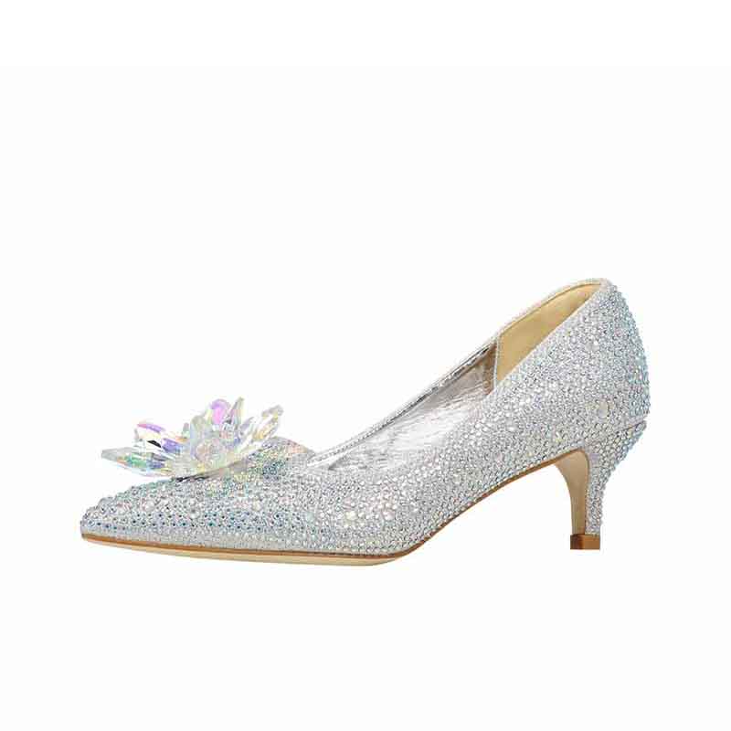 Silver Crystal Heels Wedding Party Diamond Heels Sparkly Point Party Shoes