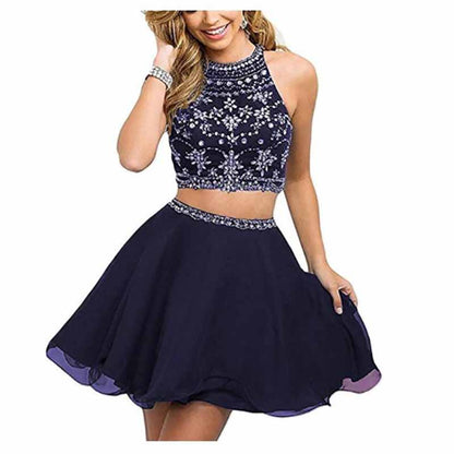 Women's 2 Piece Prom Dresses Short Homecoming Party Cocktail Gown Tulle Gala Dress