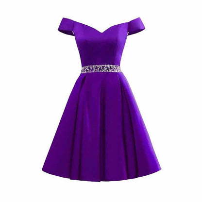 Satin Short Prom Dresses Mini Homecoming Dress Off Shoulder Gowns for Ladies