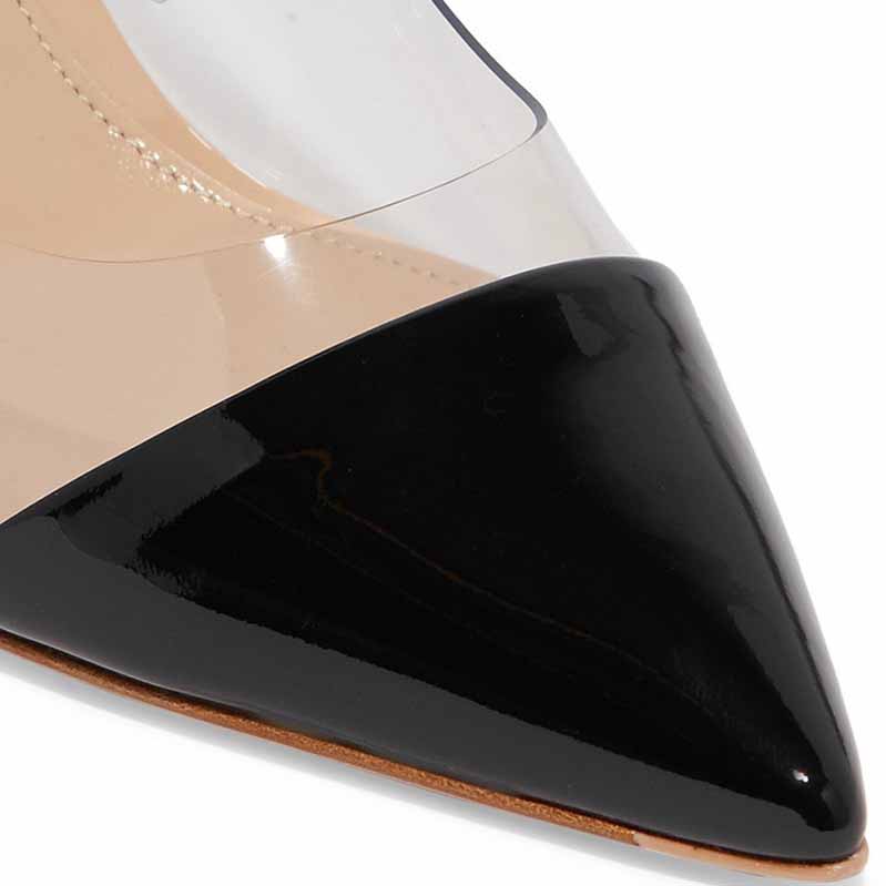 Pointed Toe Transparent Leather High Heel Party Pumps