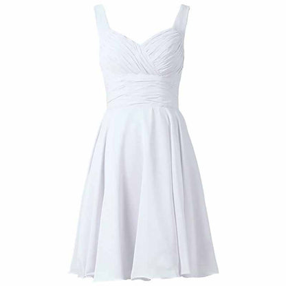 Women's V-Neck Chiffon Bridesmaid Dresses Short Prom Gown