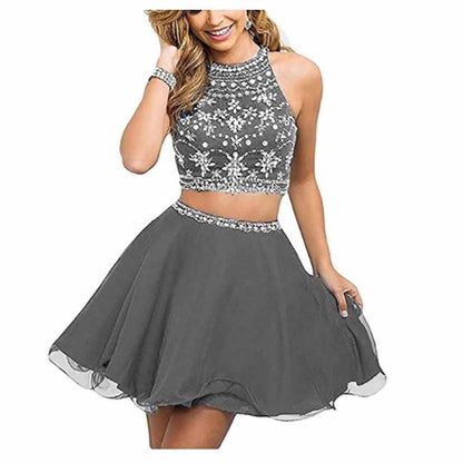 Women's 2 Piece Prom Dresses Short Homecoming Party Cocktail Gown Tulle Gala Dress