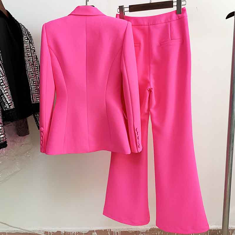 Women Rose pink Blazer + Flare Trousers Suit – SD Dresscode & Fashiontrends