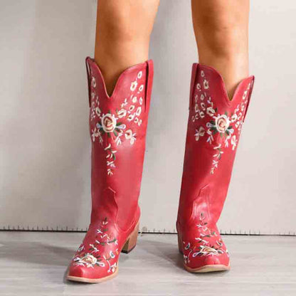 women's embroidered cowgirl knee high boots