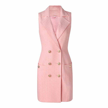 Double Breasted Gold Button Blazer Dress Women Mini Blazer Dresses
