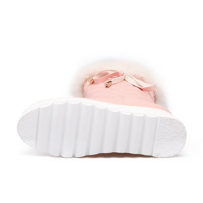 S&DCo. pink fur lined waterproof boots for girls with a durable white sole