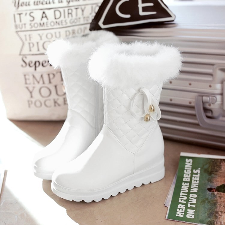 S&DCo. White Fur Lined Waterproof Boots for Girls with Stylish Design and Cozy Comfort