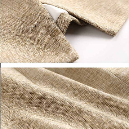 Women's Luxury Fitted Blazer Khaki Lion Buttons Coat Double Breasted Jacket