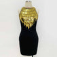 Women Gold Sequin Top Mini Black Dress Embellished Sleeveless Minidress