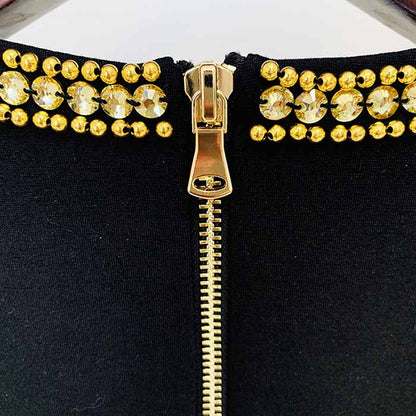 Women Gold Sequin Top Mini Black Dress Embellished Sleeveless Minidress