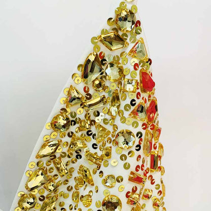 Classy Charm Gold Sequin Sleeveless Jumpsuit Spaghetti Strap One Piece White Romper