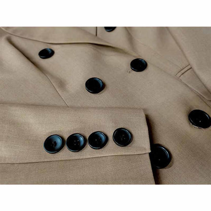 Women’s Two Pieces Blazer Office Lady Suit Set Work Blazer Jacket and Pant Khaki