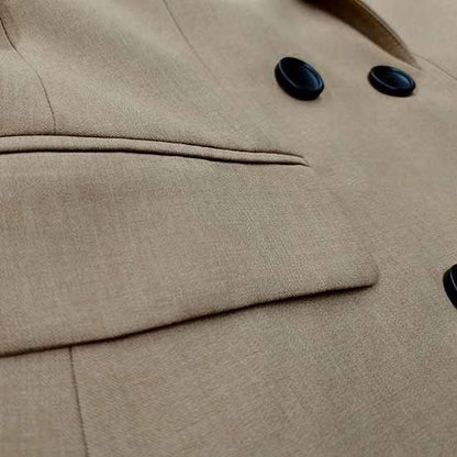 Women’s Two Pieces Blazer Office Lady Suit Set Work Blazer Jacket and Pant Khaki