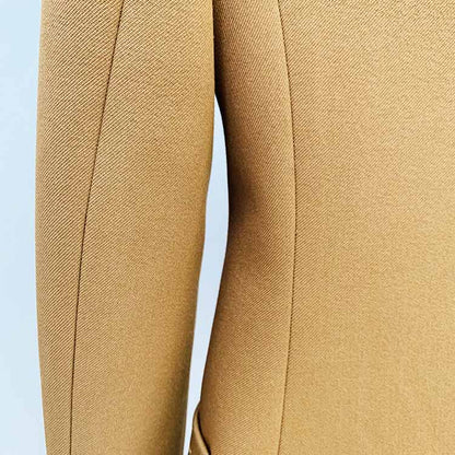 Women Khaki Pantsuits Fitted Blazer + Mid-High Waist Flared Trousers Suit