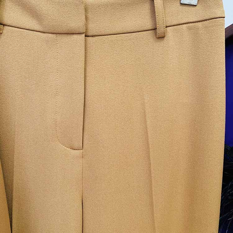 Women Khaki Pantsuits Fitted Blazer + Mid-High Waist Flared Trousers Suit