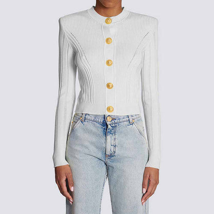 Women's Soft Knitted Jacket Crop Top Cardigan Sweater