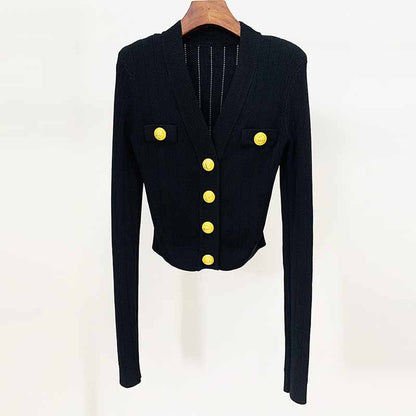 Women's Knitwear V Neck Tops Long Sleeves Cardigan Black, White, Khaki