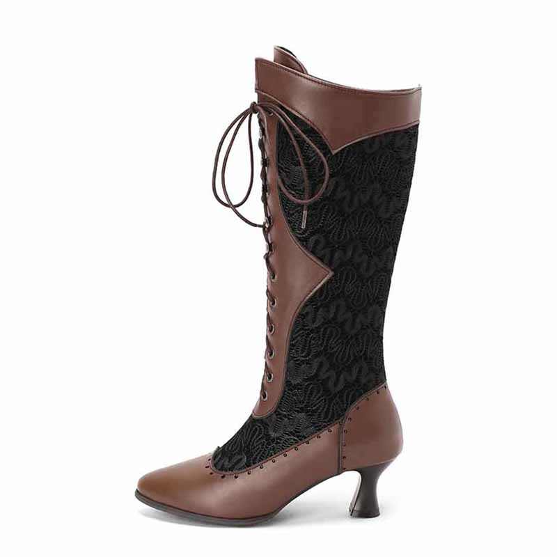 Elegant lace bridal boots for women with stylish heel and intricate detailing for a unique wedding look