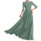 Scoop Lace Sheer Sleeves Chiffon Knee-length Dress Stormy main image 1