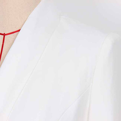 Women Golden Lion Buttons Mid length Belted Jacket Blazer Coat Pink Black White