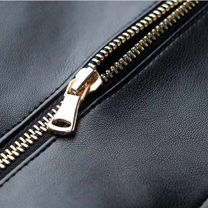 Womens PU Faux Leather Overalls Gold Buttons Dress Black Suspender Skirt