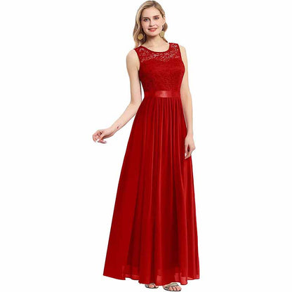 Women's Floral Lace Bridesmaid Dress A-line Swing Party Dress Short/Long Length