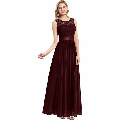 Women's Floral Lace Bridesmaid Dress A-line Swing Party Dress Short/Long Length